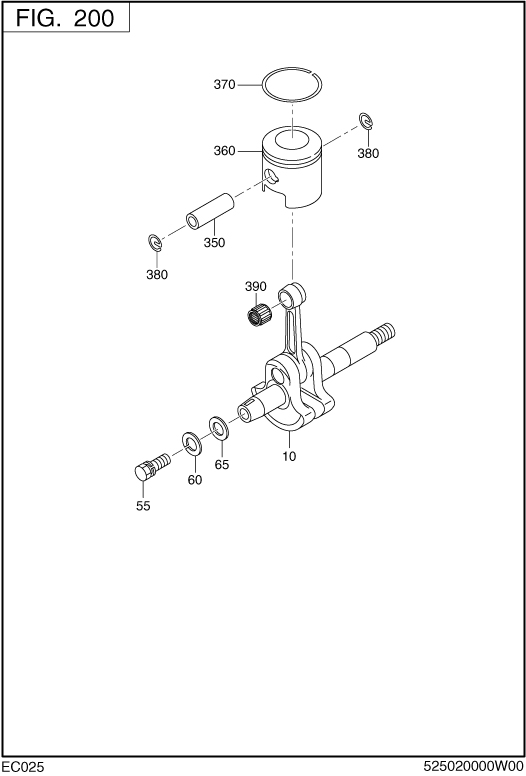 Crankshaft,piston Diagram and Parts List for EC025GR5108 EC025 Subaru Engine