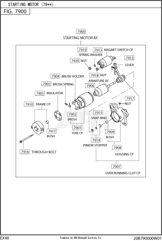 790 Electric Device Diagram and Parts List for EX400SE5021  Subaru Engine