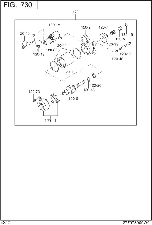 Electric Device Diagram and Parts List for EX170DS5080 EX170 Subaru Engine