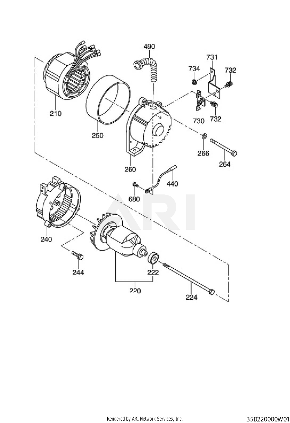2200 Generator Diagram and Parts List for RLE36044033  Subaru Generator