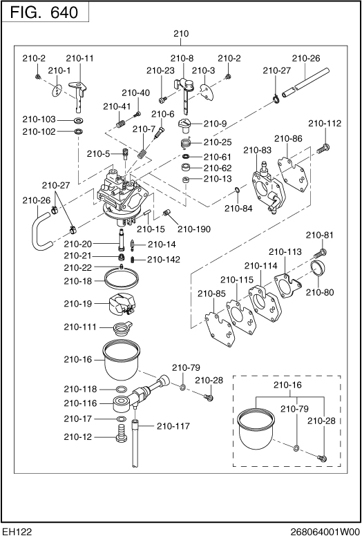 Fuel Lubricant Diagram and Parts List for EH122B00090 EH122 Subaru Engine