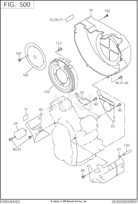 500 Cooling And Starting Diagram and Parts List for EH650DC0201  Subaru Engine