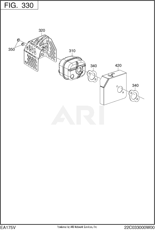 330 Intake And Exhaust Diagram and Parts List for EA175VS7501  Subaru Engine