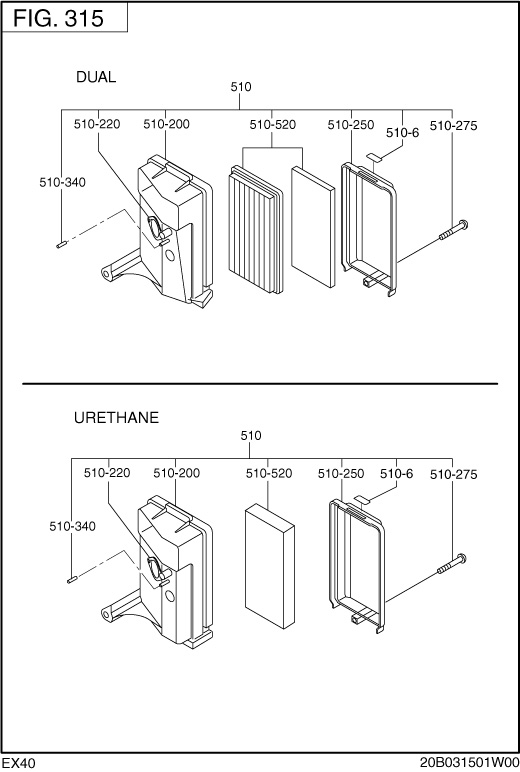 Intake,exhaust Diagram and Parts List for EX400DS2160 EX400 Subaru Engine