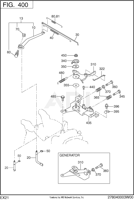 400 Governor Diagram and Parts List for EX210DM2410  Subaru Engine