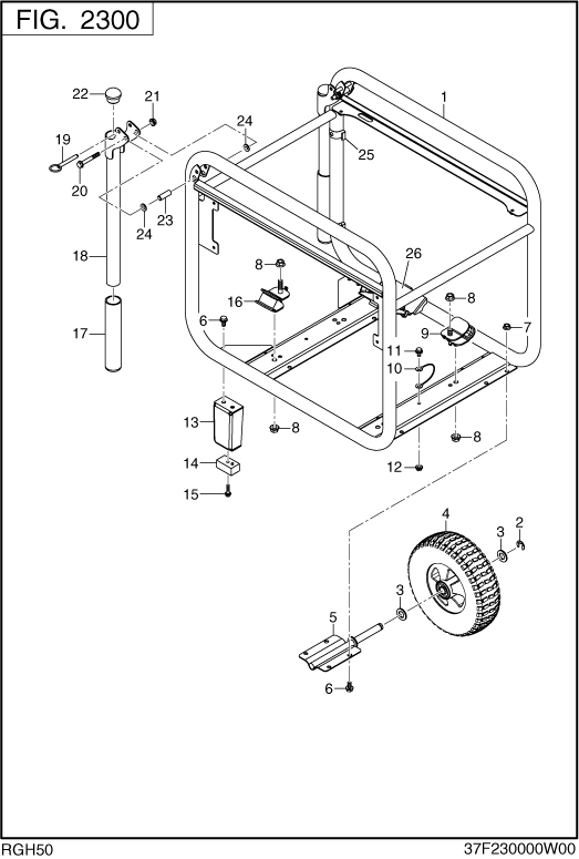 Pipe Frame Diagram and Parts List for RGH50052000 RGH5000 Subaru Generator