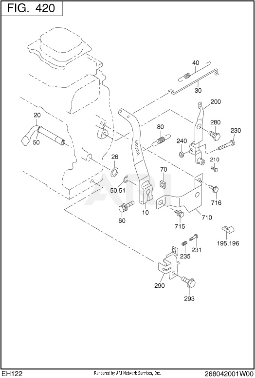 420 Governor Diagram and Parts List for EH122D46530  Subaru Engine