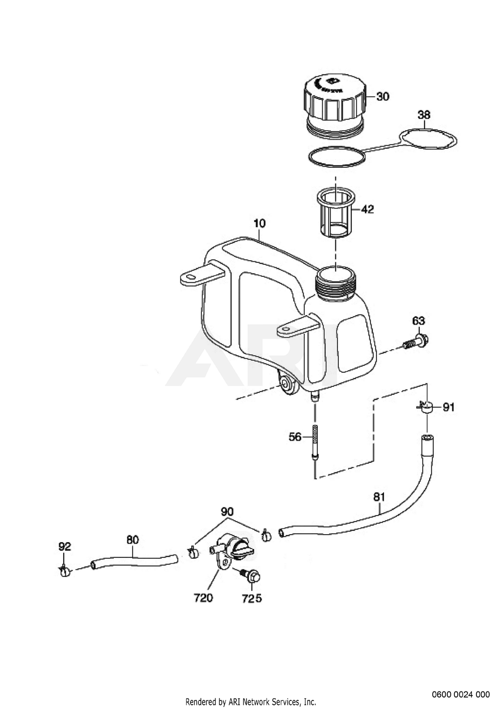 600 Fuel System Diagram and Parts List for EA190VS5050  Subaru Engine