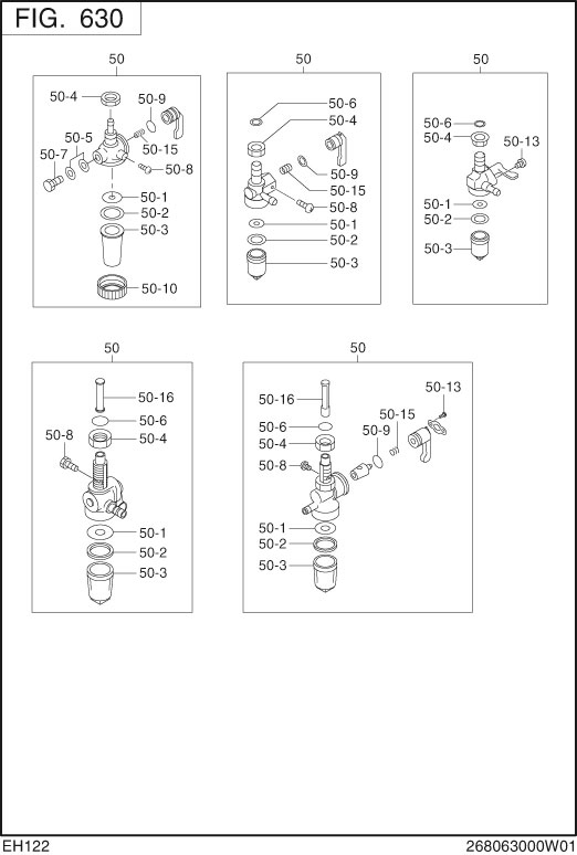 Fuel Lubricant Diagram and Parts List for EH122B00090 EH122 Subaru Engine