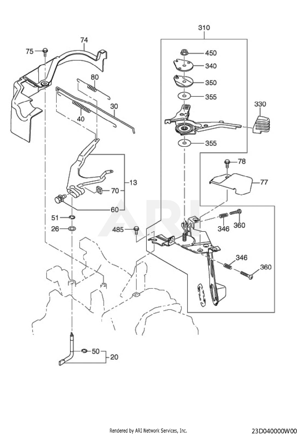 400 Governor Diagram and Parts List for EE400DSM500  Subaru Engine