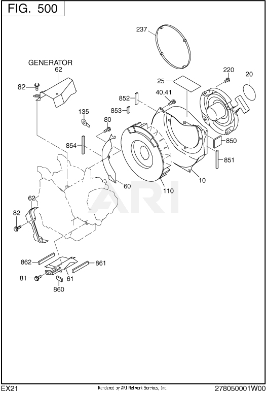 500 Cooling And Starting Diagram and Parts List for EX210DM2410  Subaru Engine