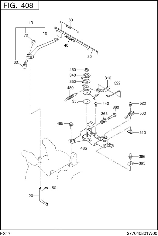 Governor Operation Diagram and Parts List for EX170D70182 EX170 Subaru Engine
