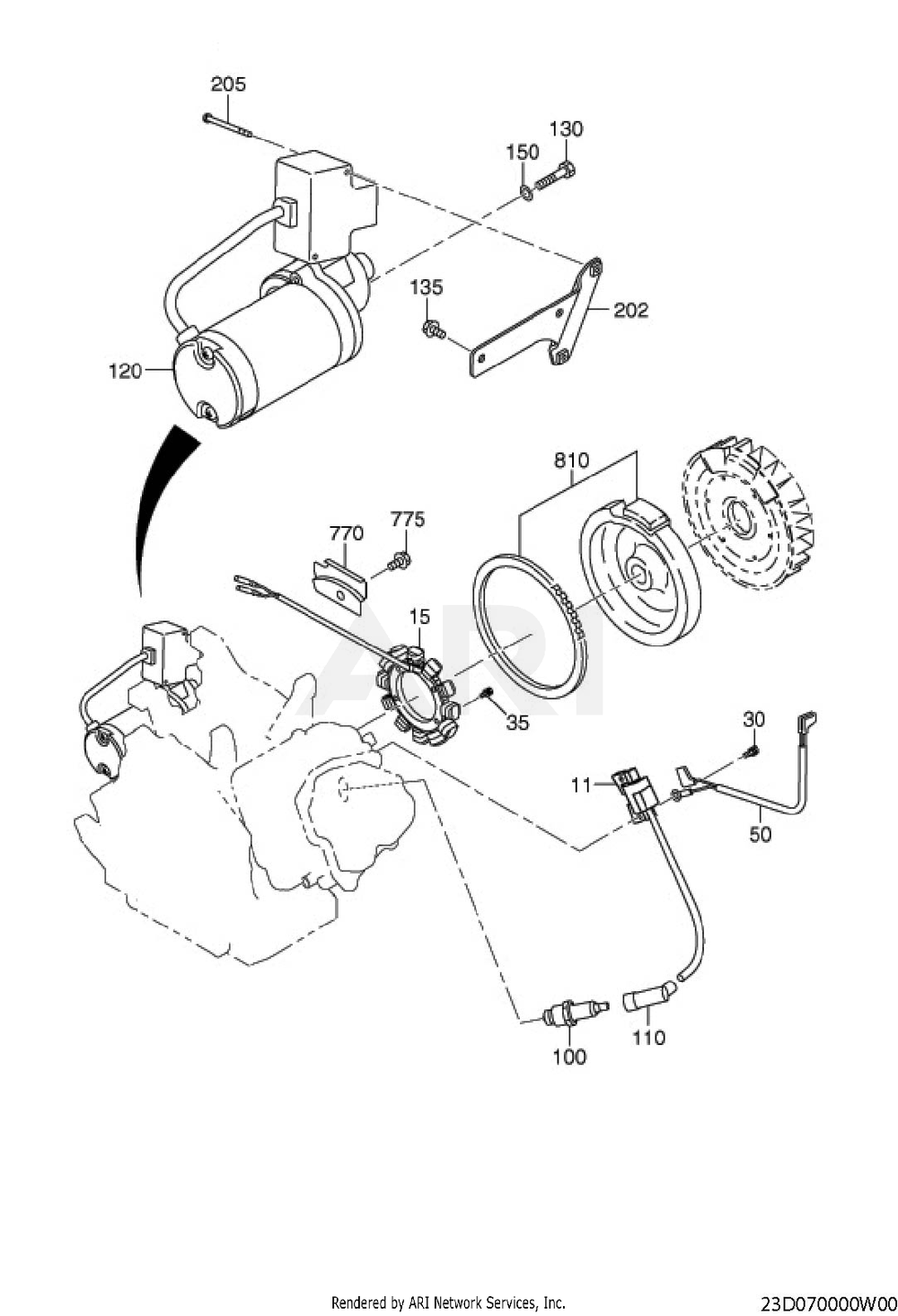 700 Electric Device Diagram and Parts List for EE400DSM500  Subaru Engine