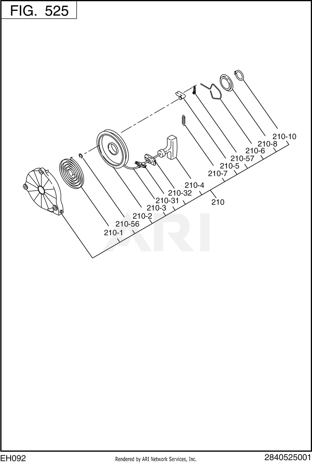 525 Cooling And Starting Diagram and Parts List for RGS17023080  Subaru Generator
