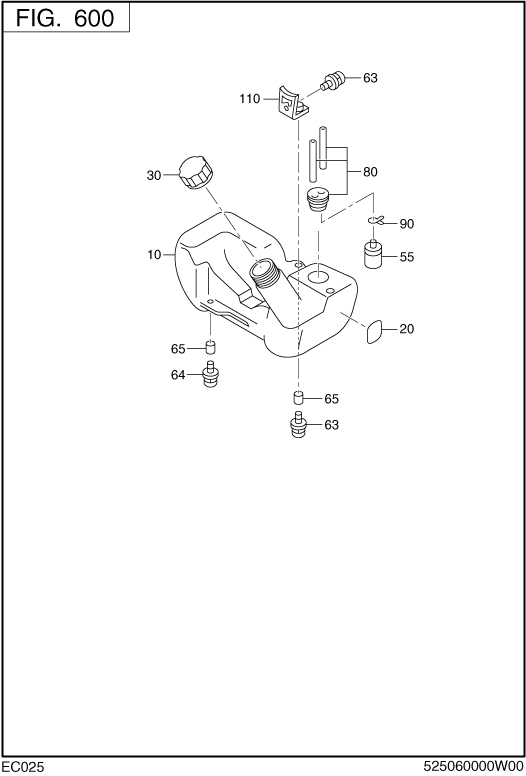 Fuel Diagram and Parts List for EC025GR5108 EC025 Subaru Engine
