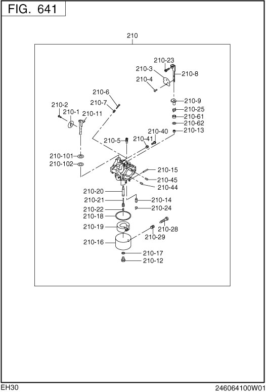 Fuel Lubricant Diagram and Parts List for EH300B67010 EH300 Subaru Engine