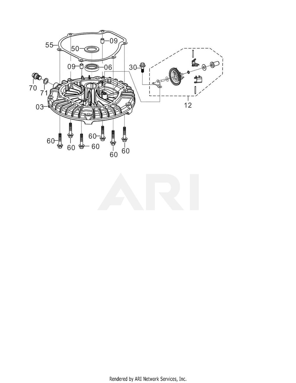 110 Crankcase Diagram and Parts List for EA190VS5030  Subaru Engine