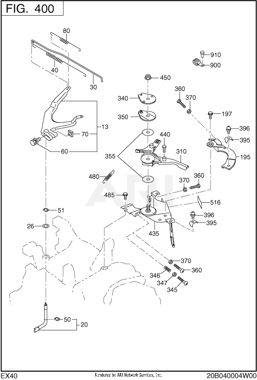 400 Governor Diagram and Parts List for EX400DM5030  Subaru Engine
