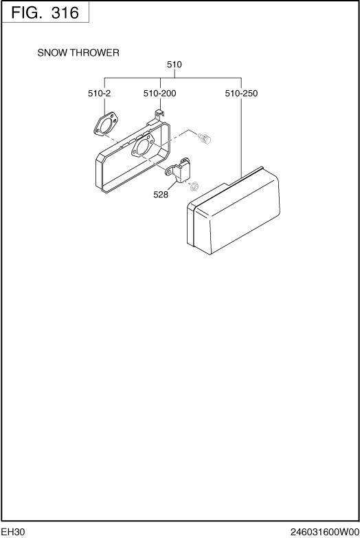 Intake Exhaust Diagram and Parts List for EH300DS7340 EH300 Subaru Engine