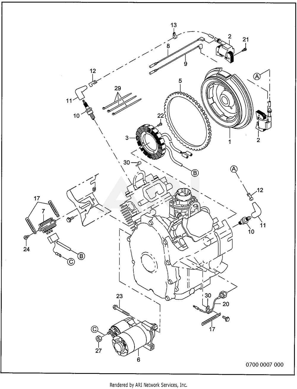 700 Electrical Device Diagram and Parts List for RGV10K77010  Subaru Generator