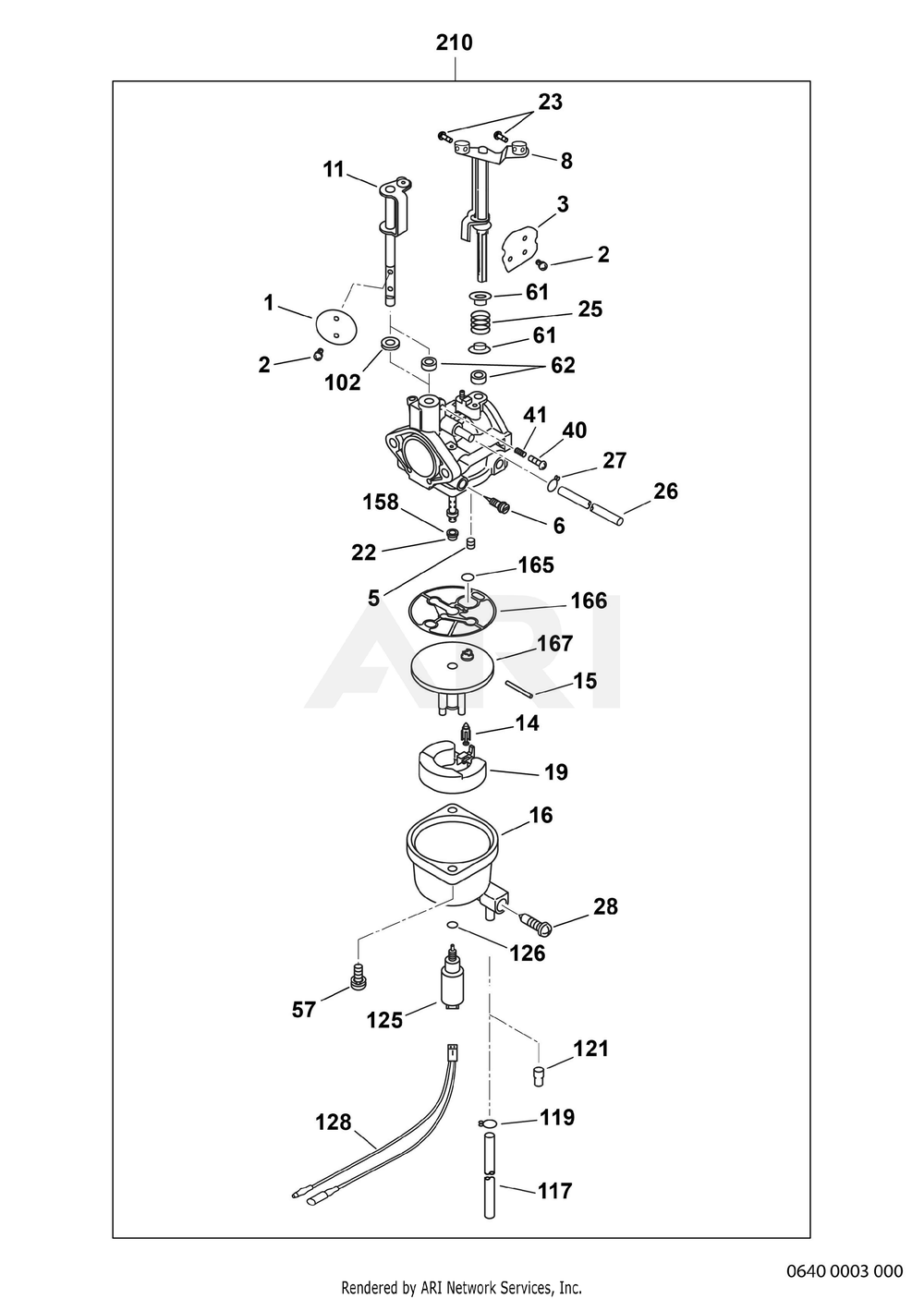 640 Carburetor Diagram and Parts List for EX400DS5510  Subaru Engine