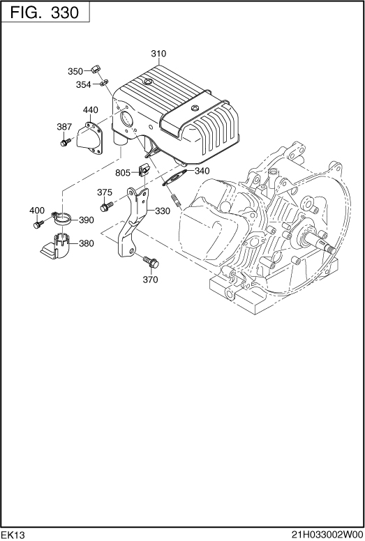 Intake,exhaust Group Diagram and Parts List for EK130B70030 EK130 Subaru Engine