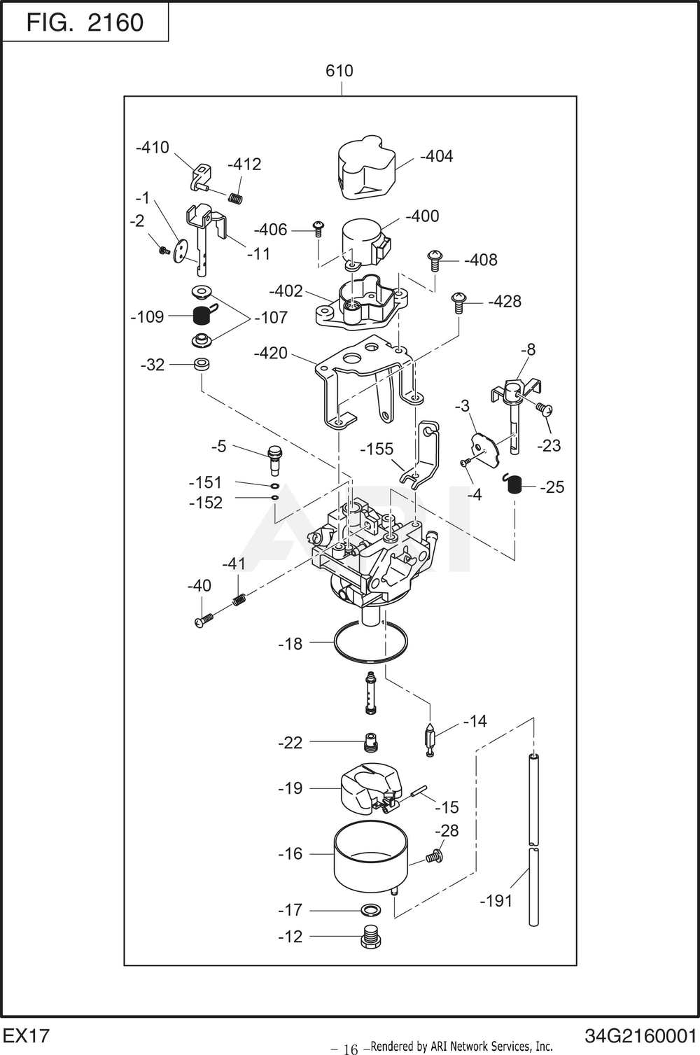 2160 Engine Diagram and Parts List for RAS28023010  Subaru Generator