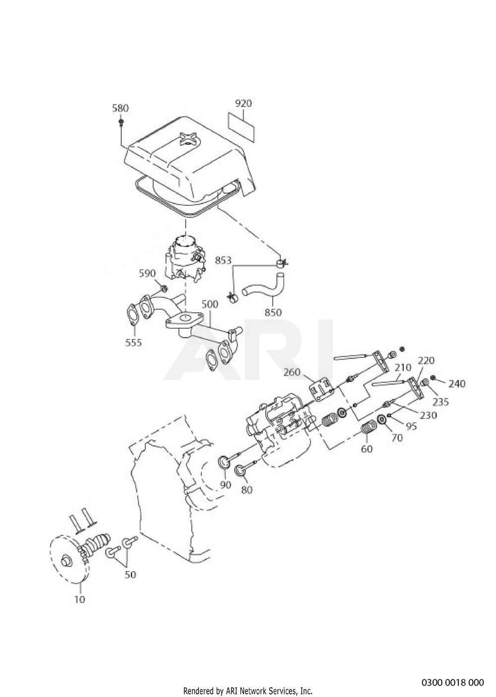 300 Intake And Exhaust Diagram and Parts List for EH650DC5430  Subaru Engine