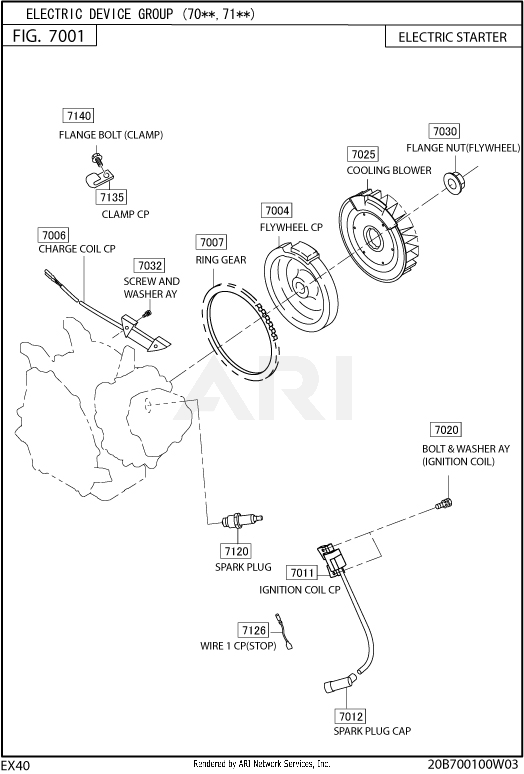 700 Electric Device Diagram and Parts List for EX400DS5231  Subaru Engine