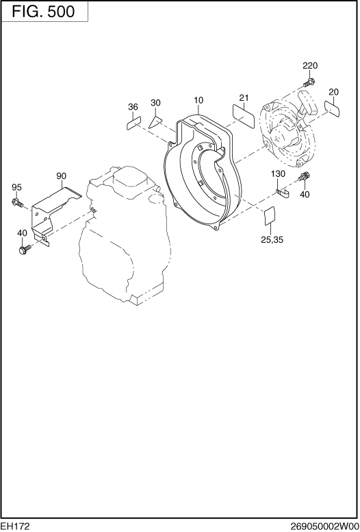 Cooling,starting Diagram and Parts List for EH172BS0241 EH172 Subaru Engine