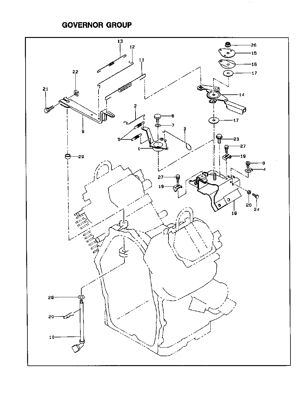 Governor group Diagram and Parts List for EH63  Subaru Engine