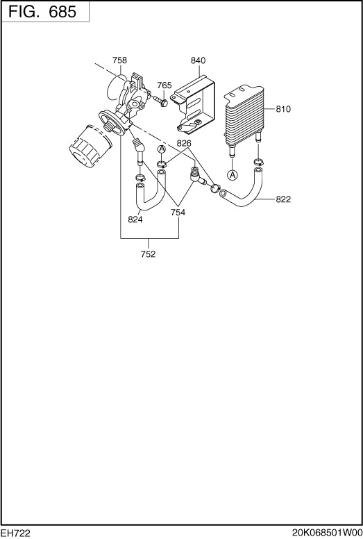 Fuel Lubricant Group Diagram and Parts List for EH722DS0100 EH722 Subaru Engine