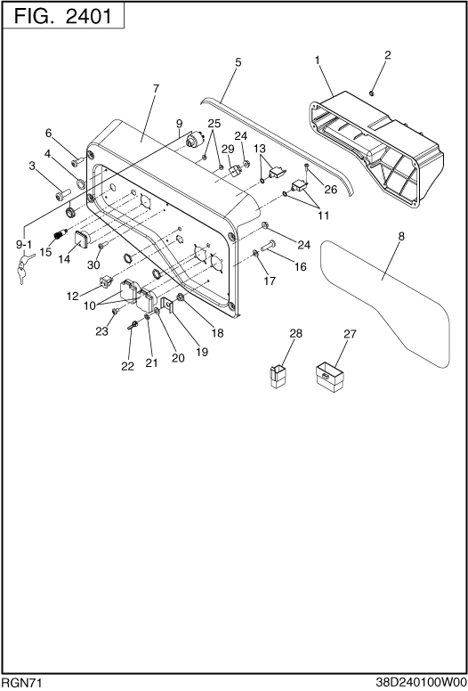 Control Box Diagram and Parts List for RGN71026500 RGN7100E Subaru Generator