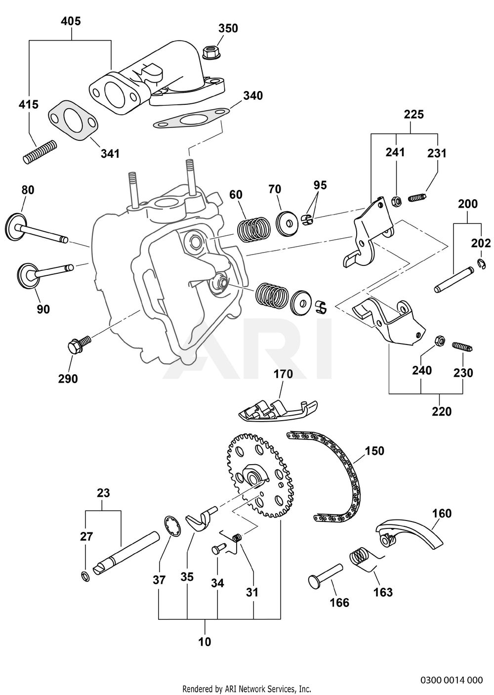300 Intake And Exhaust Diagram and Parts List for EX400DS5510  Subaru Engine