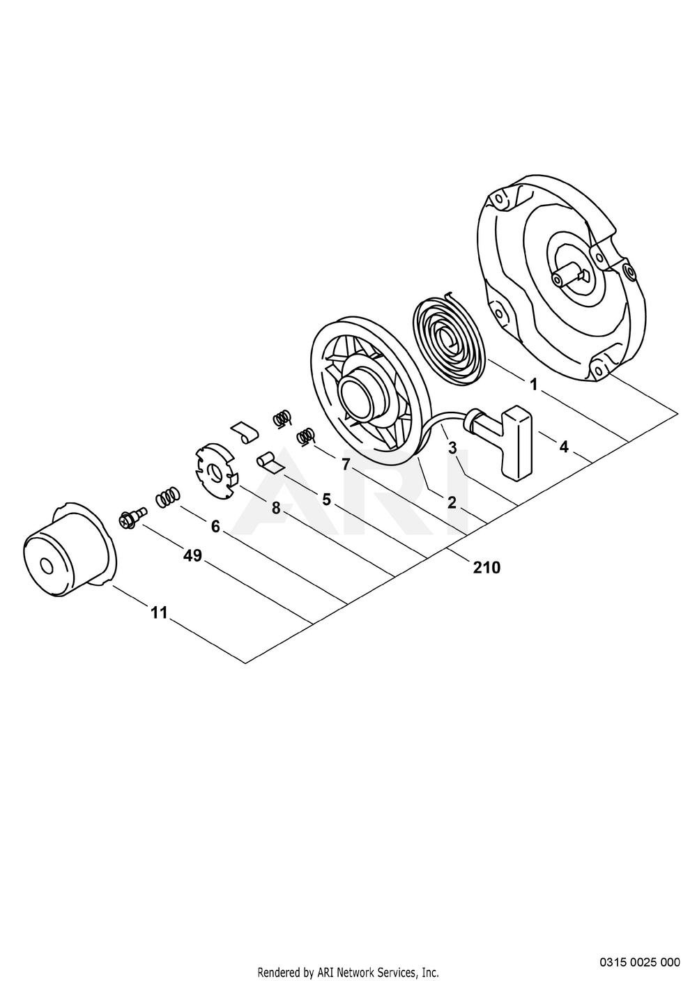 520 Recoil Starter Diagram and Parts List for EX270D50023  Subaru Engine