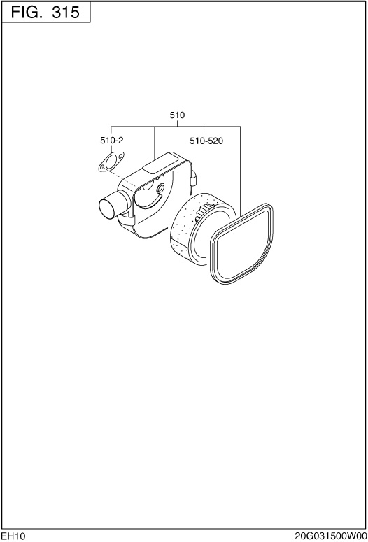 Intake Exhaust Diagram and Parts List for EH100F47020 EH100 Subaru Engine