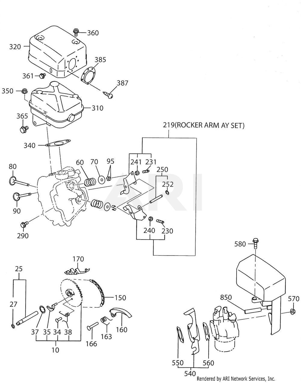 300 Intake And Exhaust Diagram and Parts List for 170DT1141  Subaru Engine