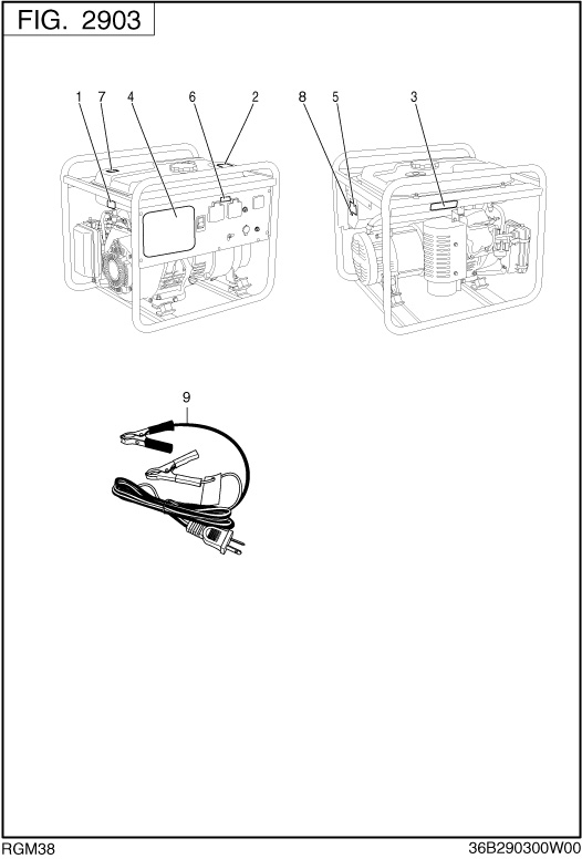 Accessorieslabel Diagram and Parts List for RGM38018010 RGX3800 Subaru Generator