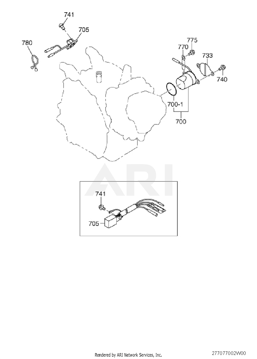 770 Electric Device Diagram and Parts List for EX170DM2471  Subaru Engine