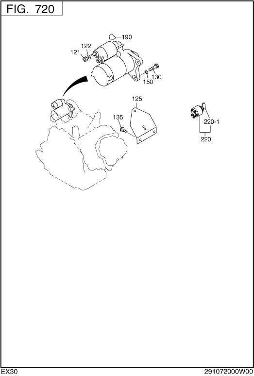 Electric Device Diagram and Parts List for EX300DS2070 EX300 Subaru Engine