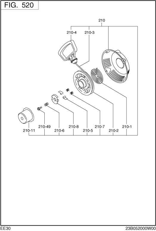 Cooling Starting Diagram and Parts List for EE300DSM910 EE300 Subaru Engine