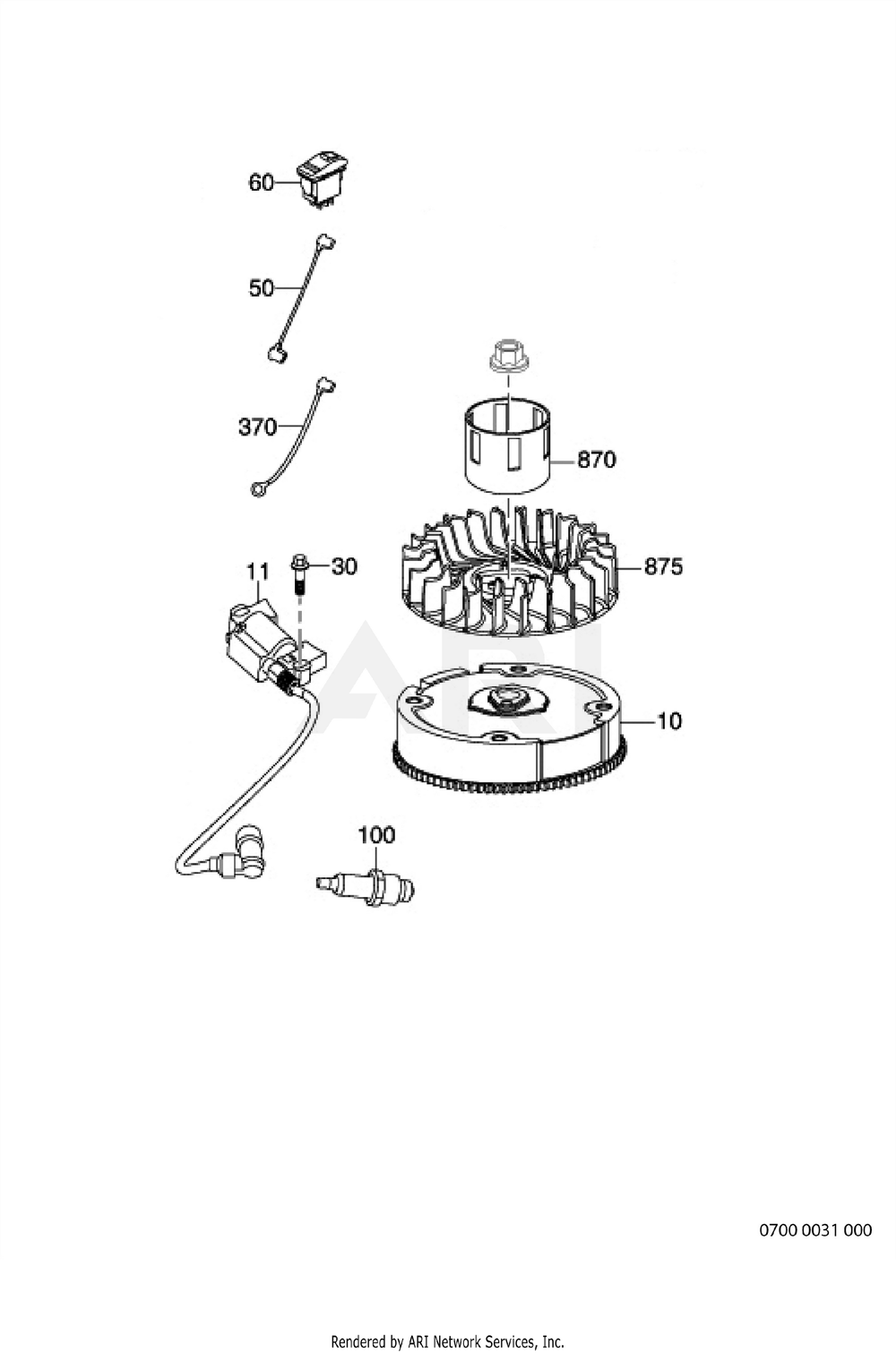 700 Ignition Diagram and Parts List for EA190VS5040  Subaru Engine