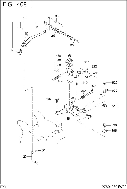 Governor Operation Diagram and Parts List for EX130D70203 EX130 Subaru Engine