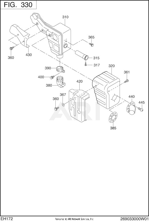 330 Intake And Exhaust Diagram and Parts List for EH172YR0003  Subaru Engine