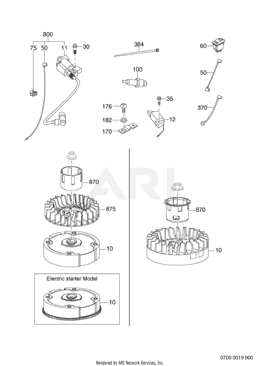 700 Electrical Device Diagram and Parts List for EA190V50160  Subaru Engine