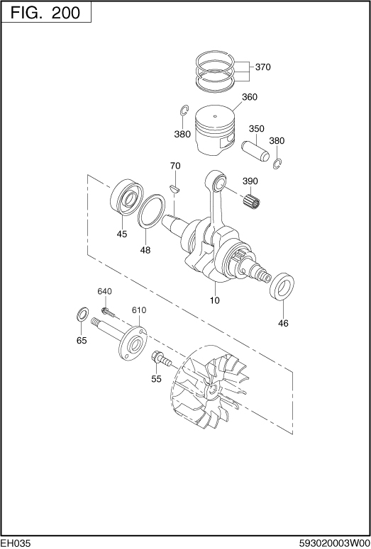 Crankshaft,piston Diagram and Parts List for EH035VA1202 EH035 Subaru Engine