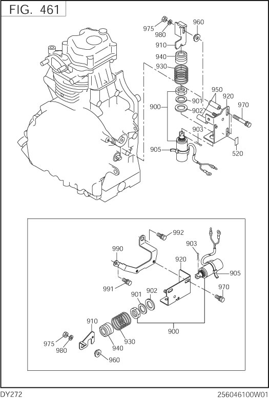 Governor,operation Group Diagram and Parts List for DY272DS2990 DY272 Subaru Engine