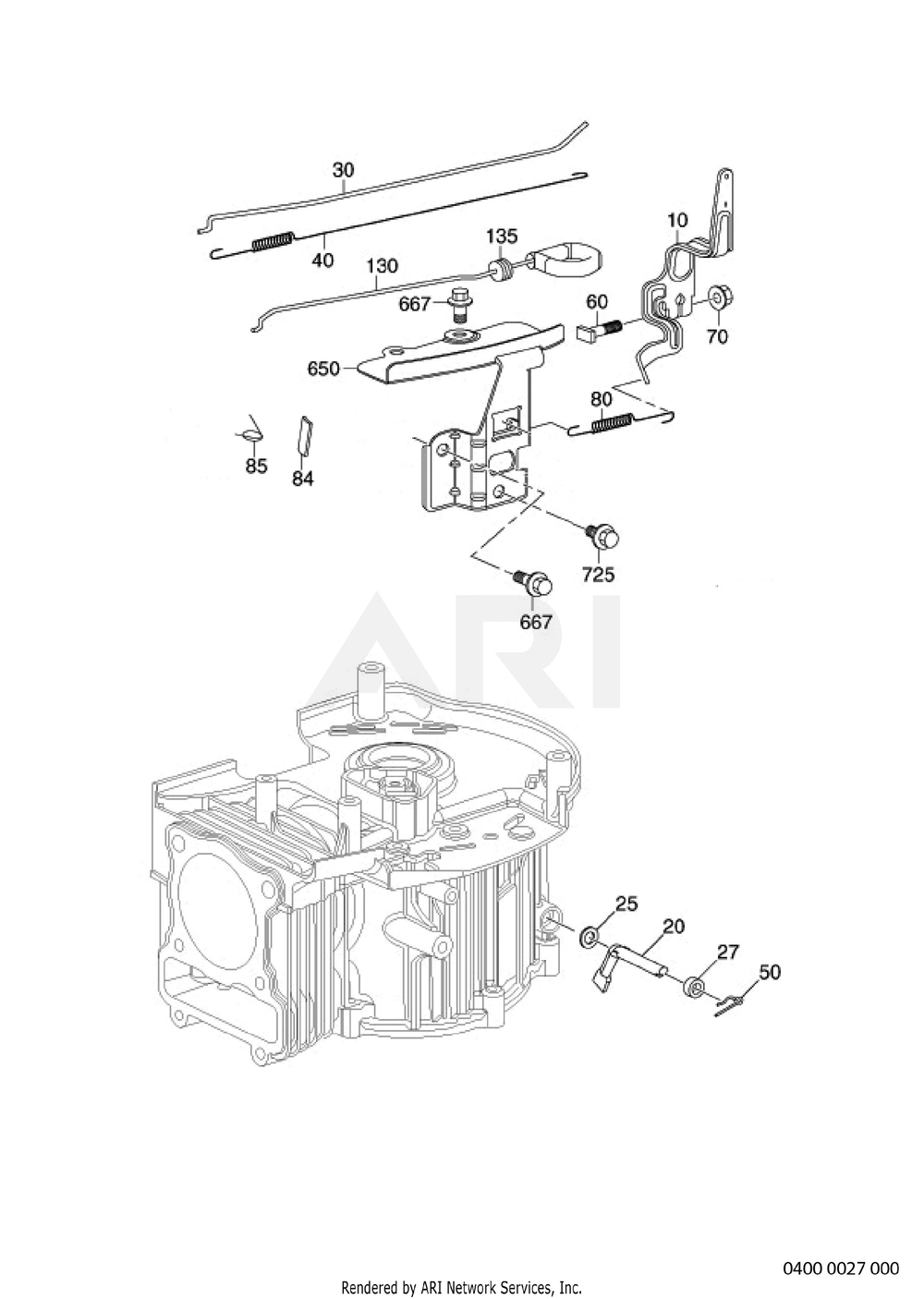 400 Governor Diagram and Parts List for EA190VS5040  Subaru Engine