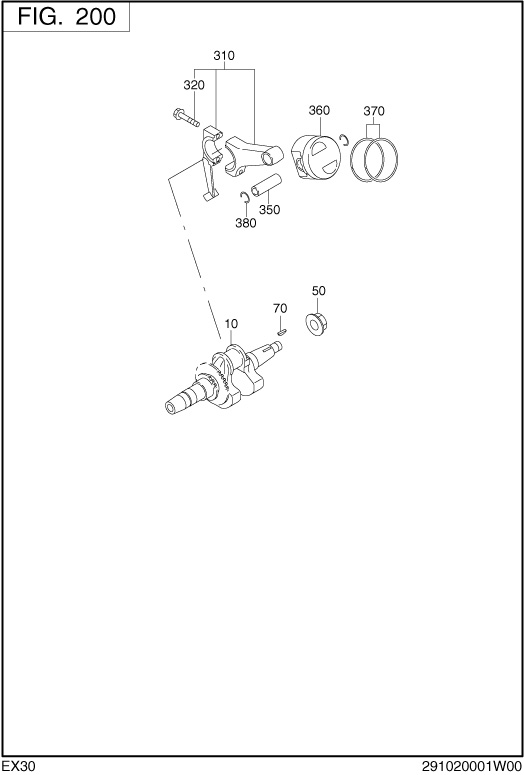 Crankshaft,piston Diagram and Parts List for EX300DS2070 EX300 Subaru Engine