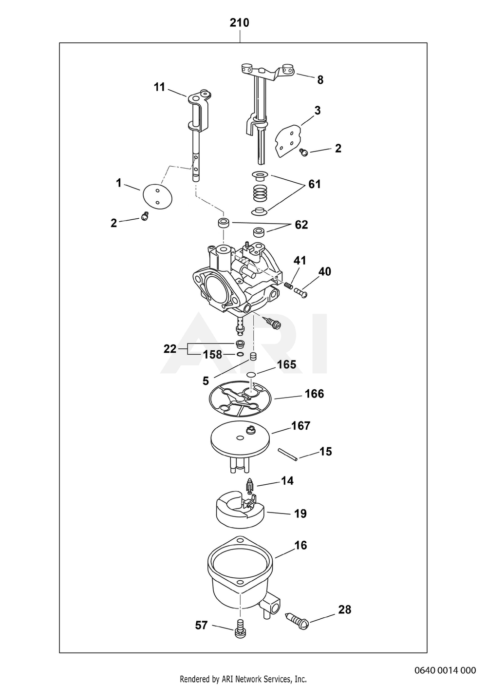 640 Carburetor Diagram and Parts List for EX400DSM240  Subaru Engine